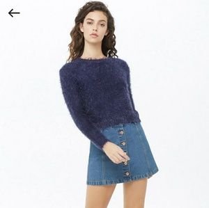 Fuzzy Purl Knit Sweater